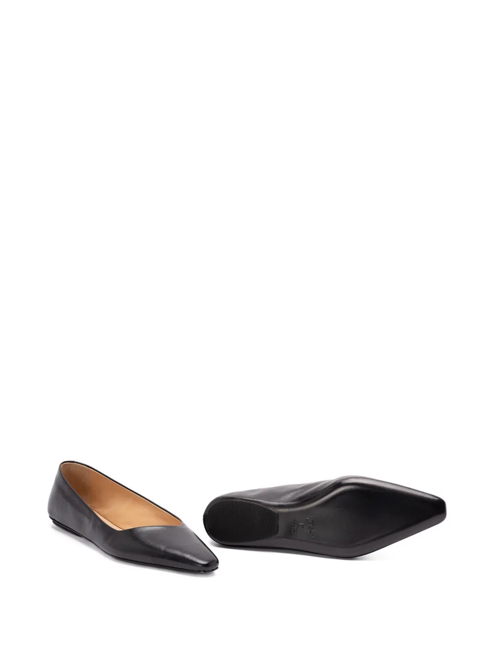 Marsèll Leren ballerina's met puntige neus Zwart