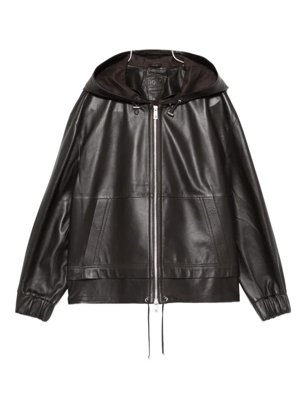 Desa 1972 hooded leather jacket - Marrone