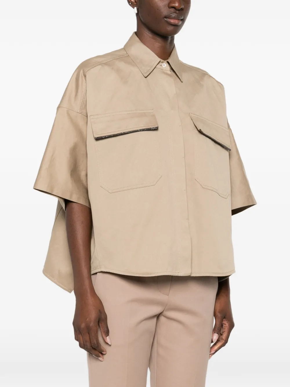 Brunello Cucinelli blouse met zak Beige