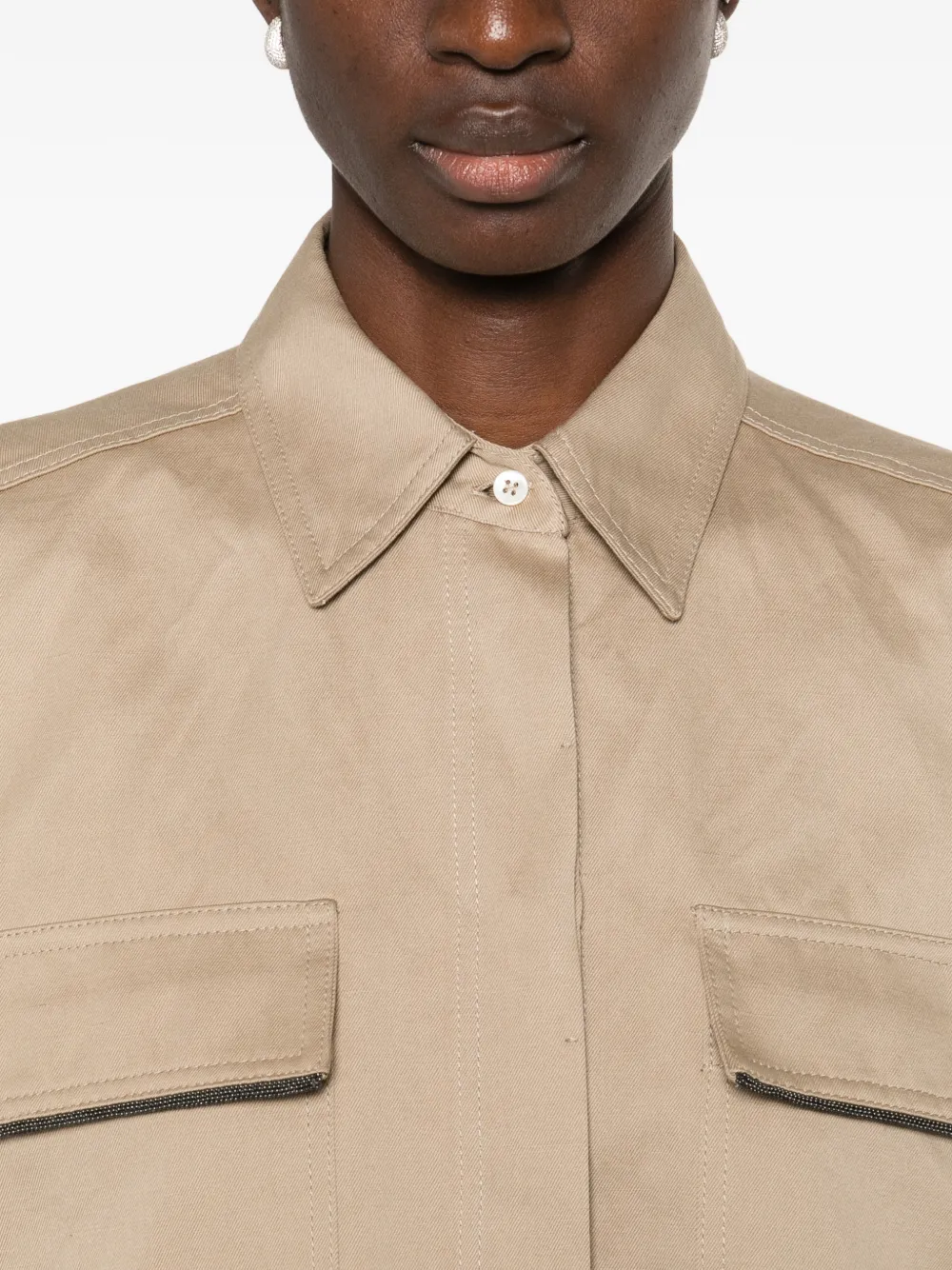 Brunello Cucinelli blouse met zak Beige