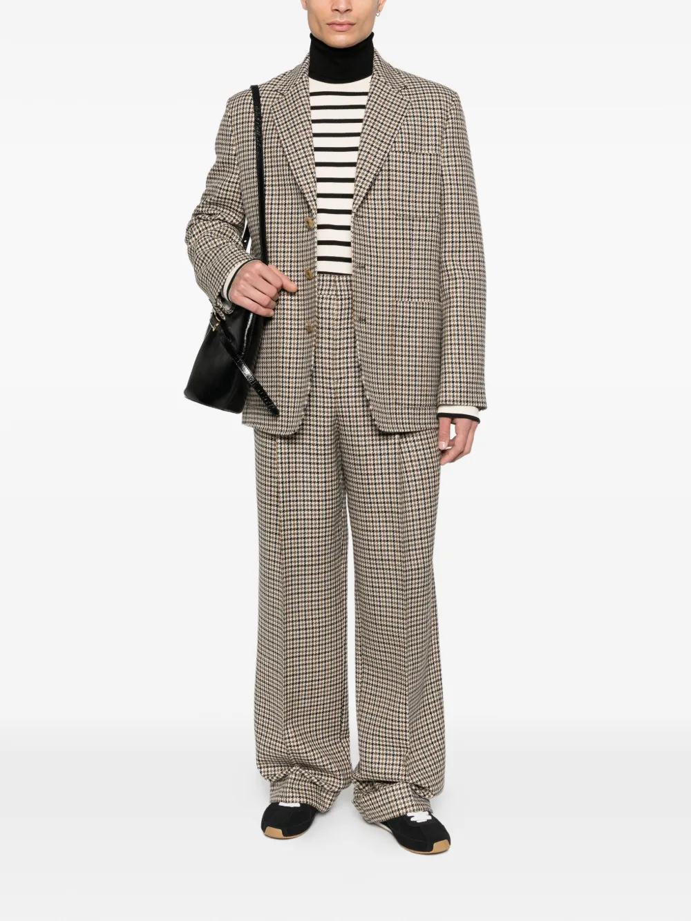 Valentino Garavani houndstooth pleat trousers - Beige