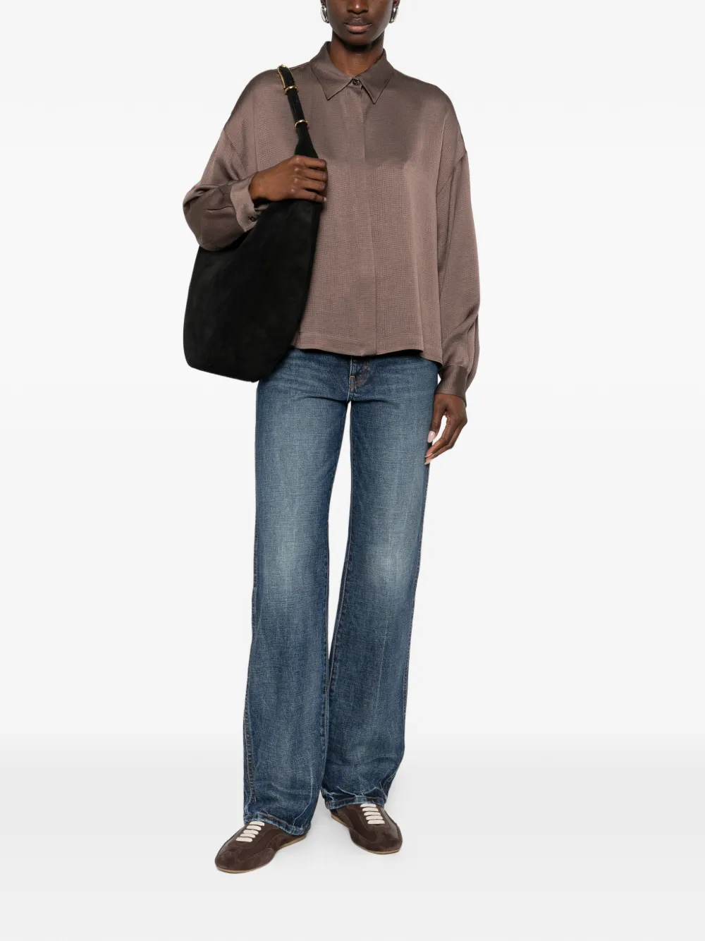 Peserico textured shirt - Bruin