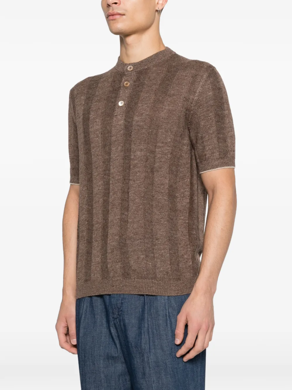  Brunello Cucinelli Button Ribbed Sweater - Brown 