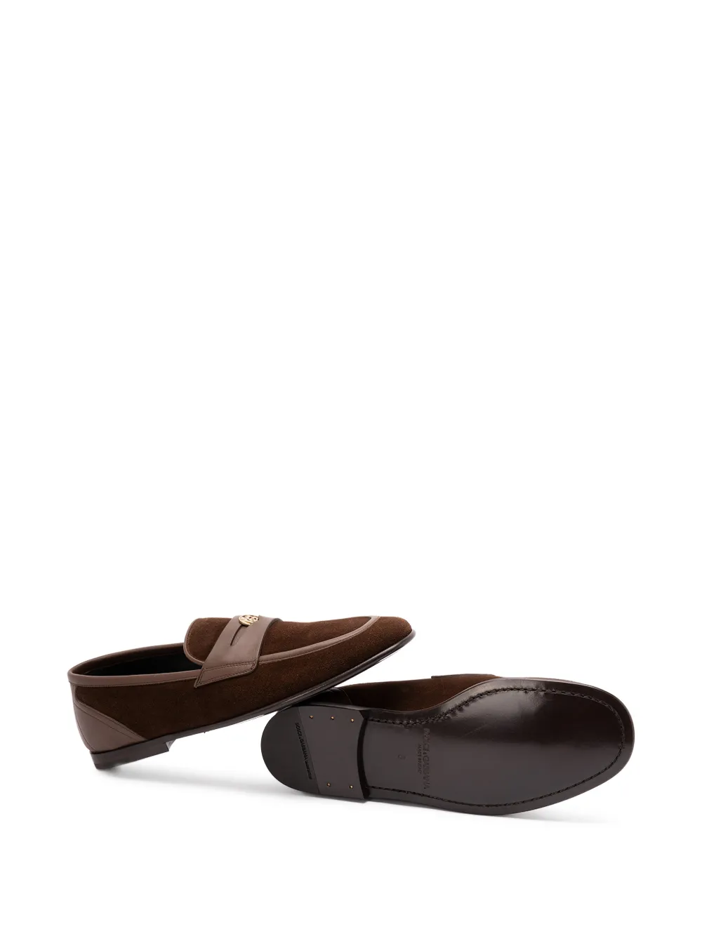 Dolce & Gabbana Penny loafers met embleem Bruin