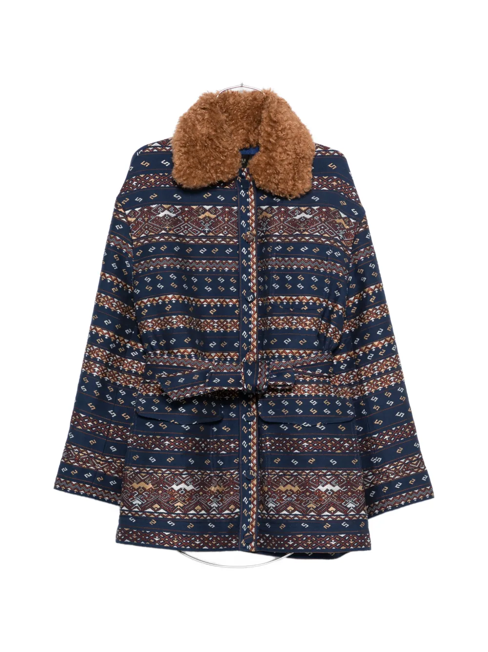 HUI MILANO patterned-stripes coat - Blu