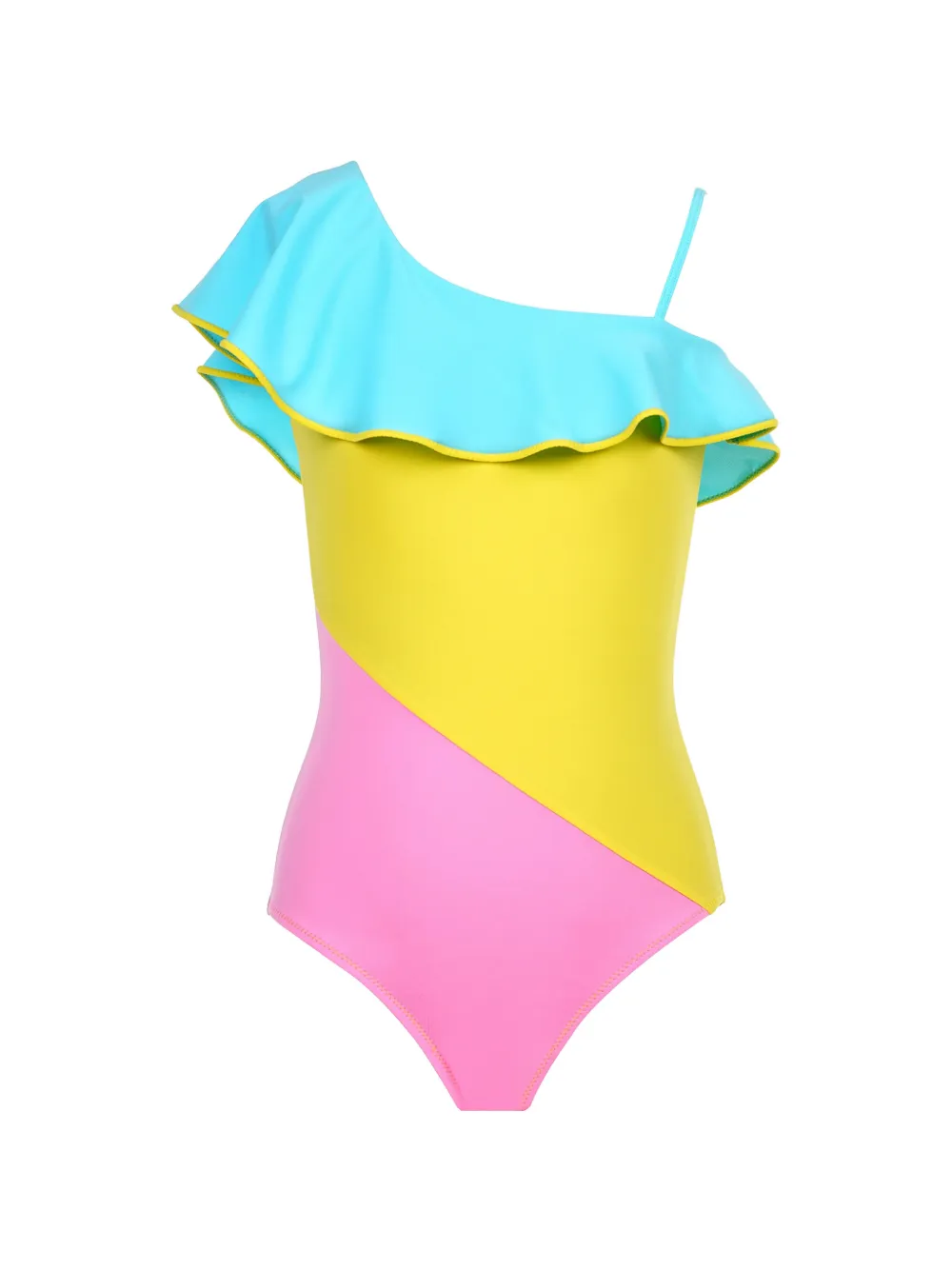 Nessi Byrd Kids Judie ruffled colour-block swimsuit - Giallo