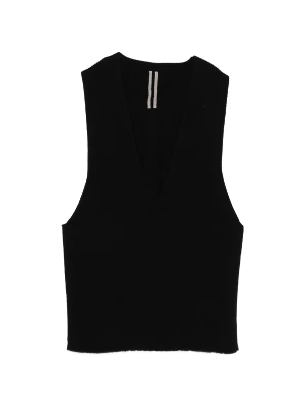 Rick Owens V-neck Knitted Vest in Black