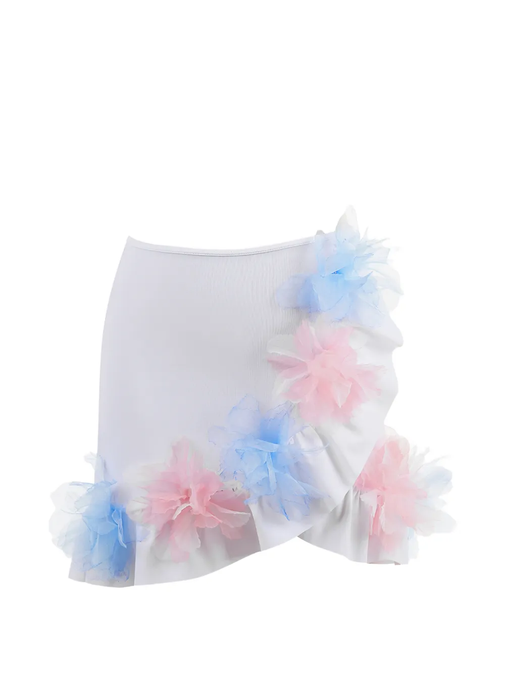 Nessi Byrd Kids Rosie ruffled floral-appliqué skirt - Bianco