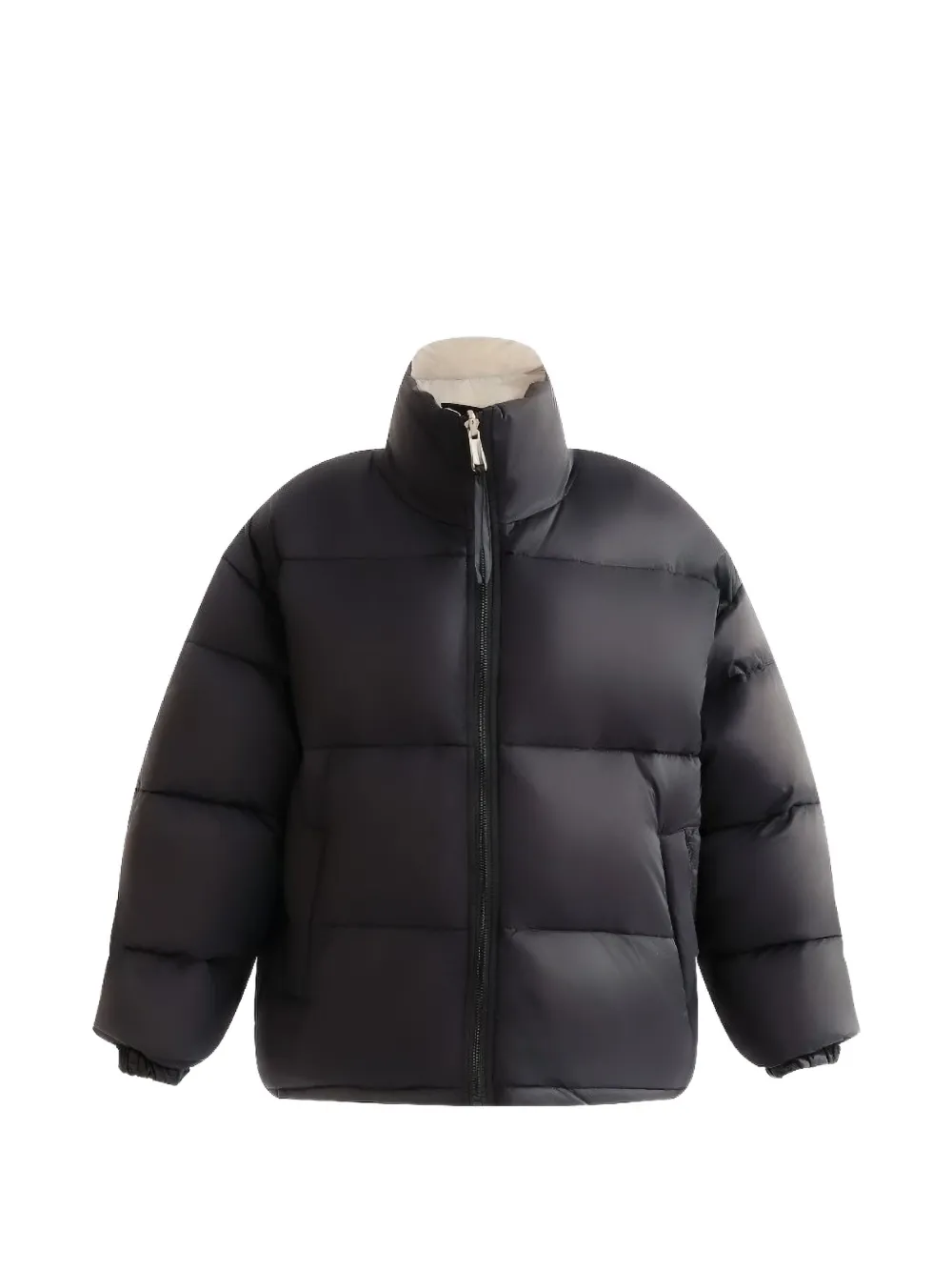 Moustache high-neck puffer jacket - Schwarz