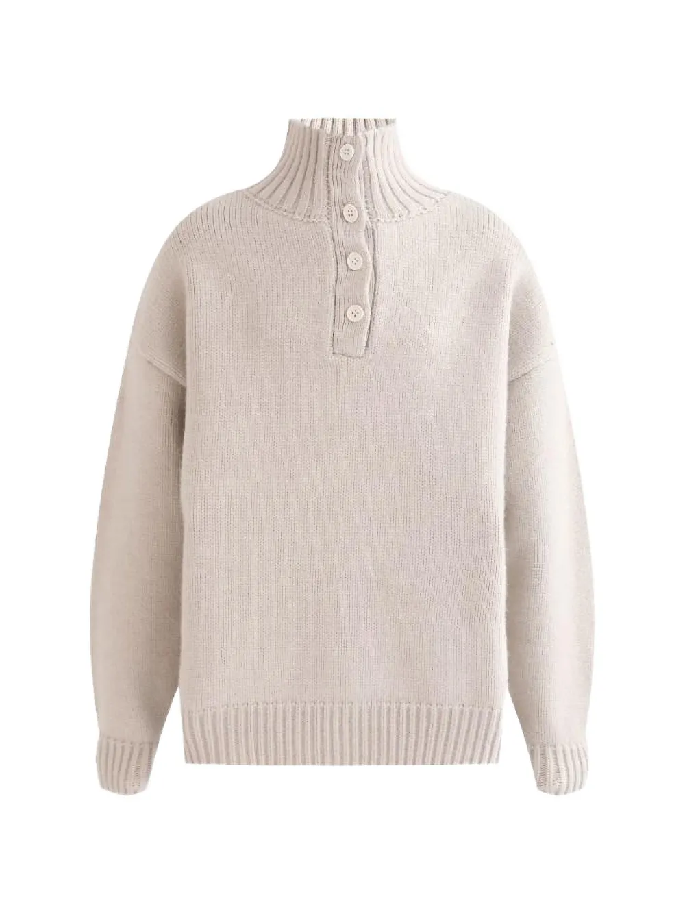 Moustache buttoned high-neck sweater - Nude
