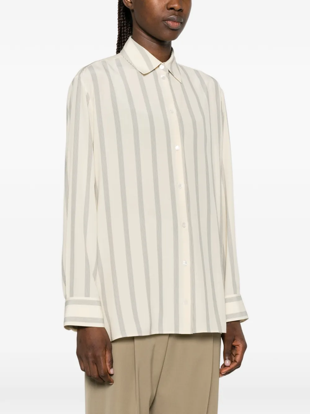 The Row Gestreepte bodywarmer Beige