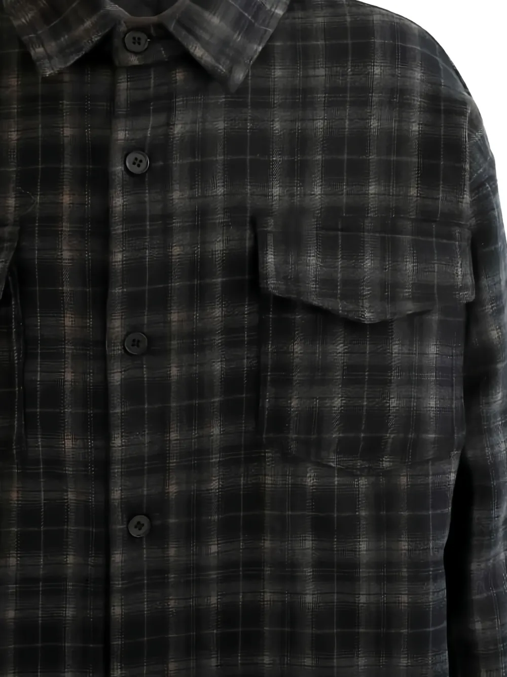  Moustache Plaid-pattern Shirt - Black 