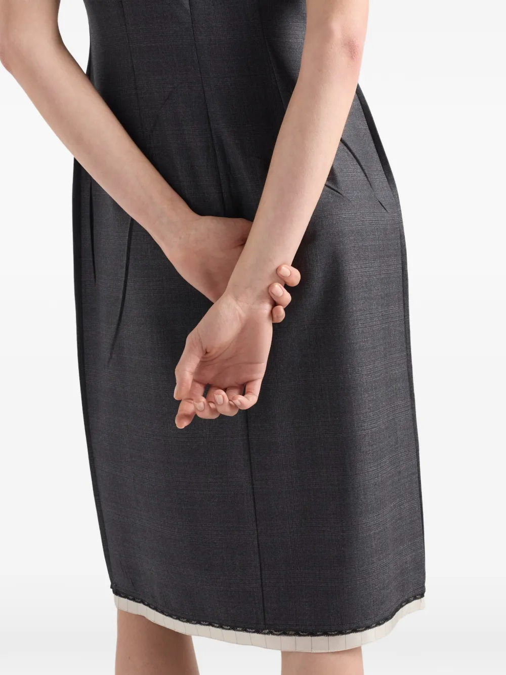 Prada Geruite wollen jurk Grijs