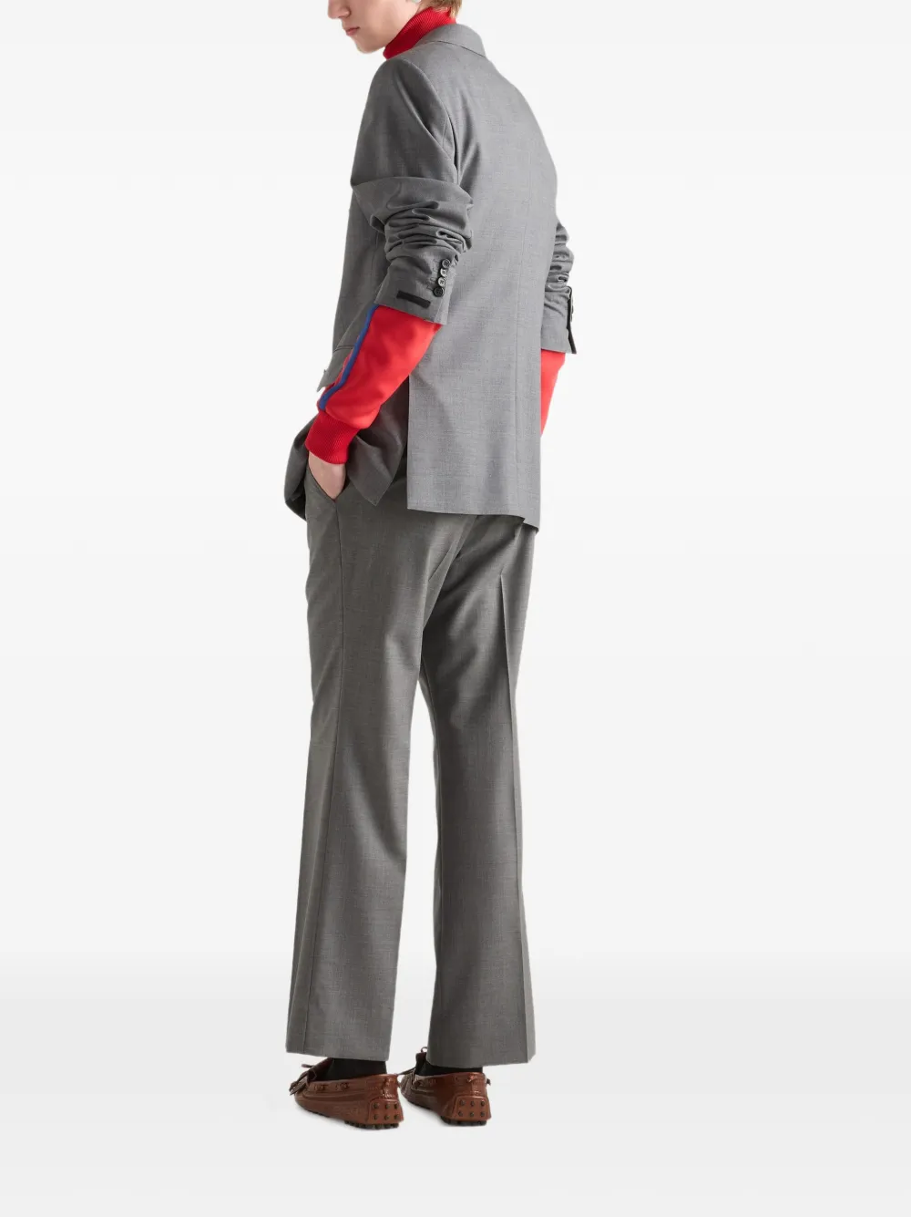  Prada Double-breasted Peak-lapels Blazer - Grey 