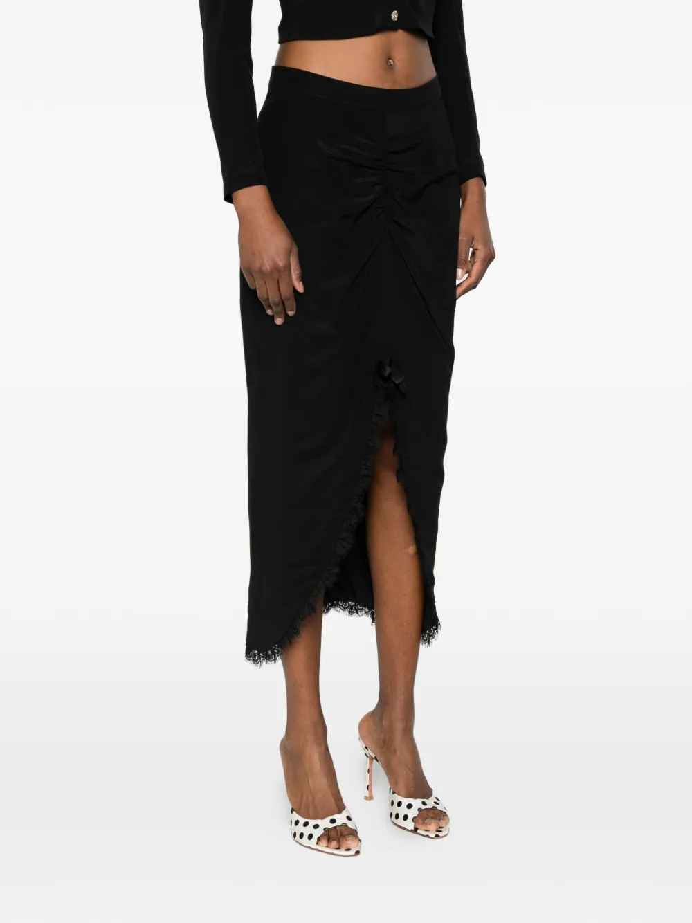  Alessandra Rich Lace-trim Midi Skirt - Black 
