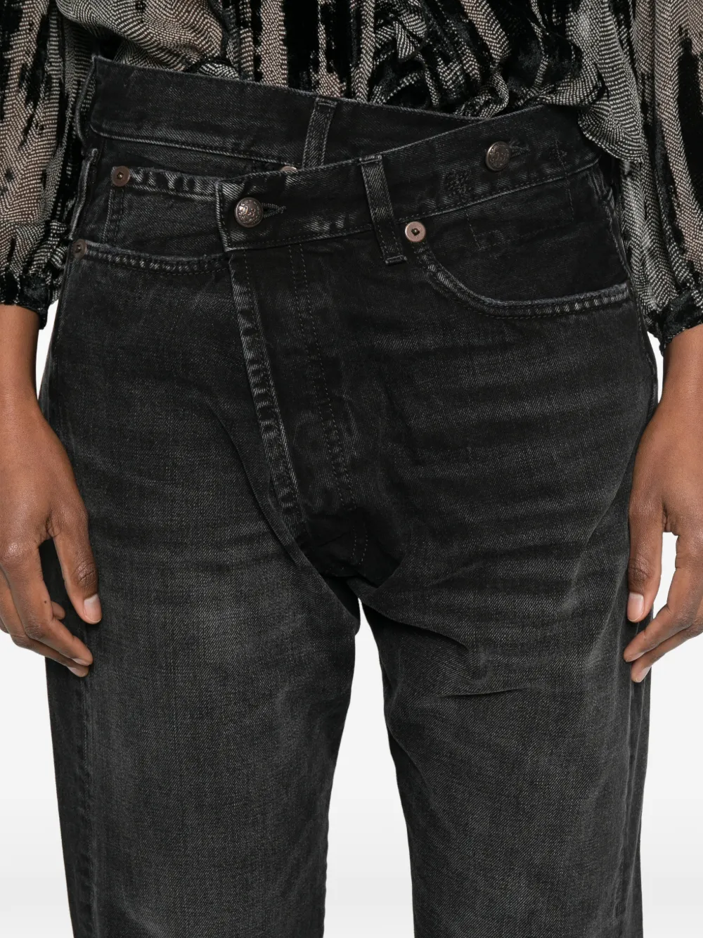 R13 Crossover jeans met ceintuur Zwart