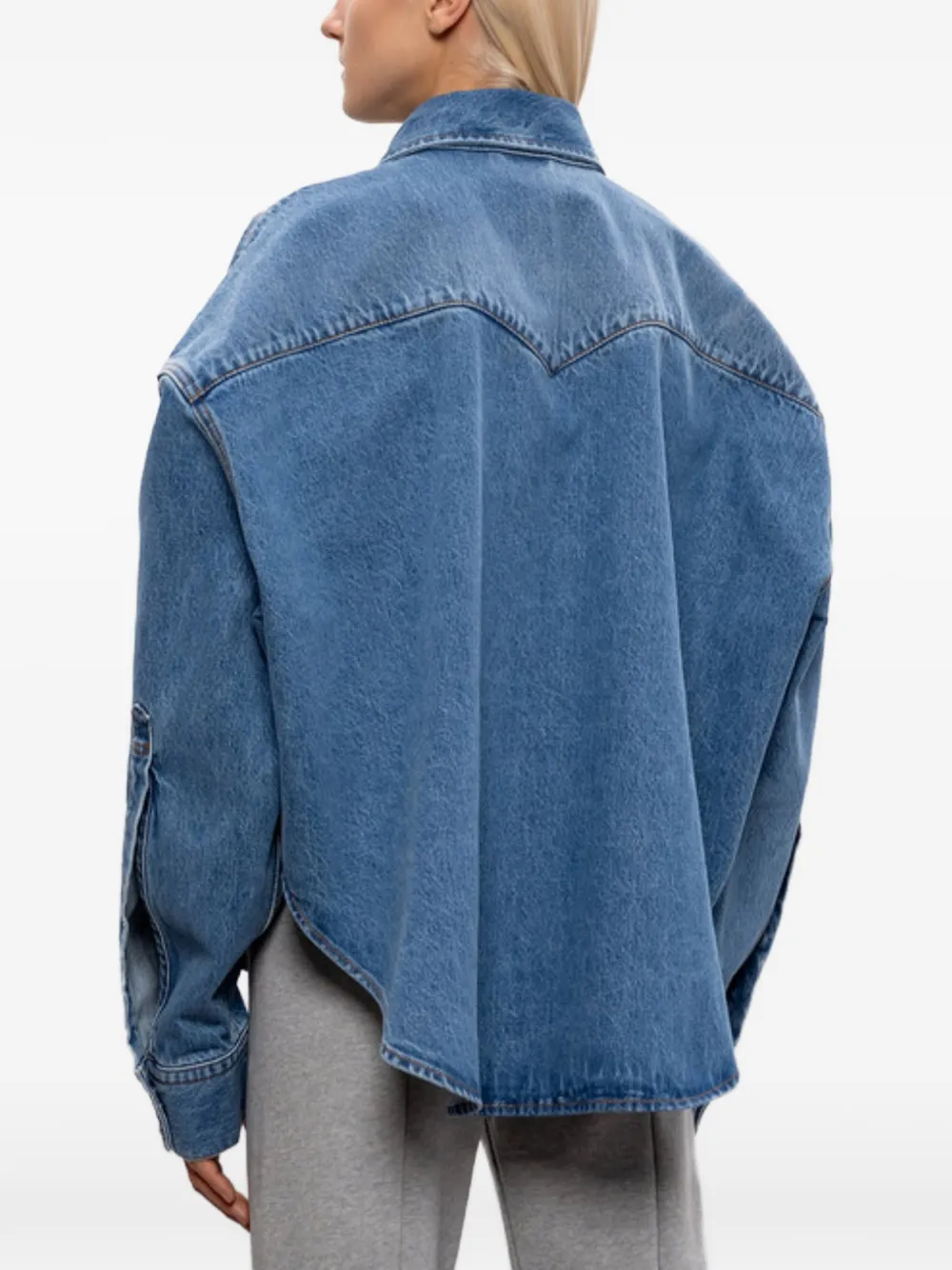 Cowboy pocket-detail button-up denim shirt