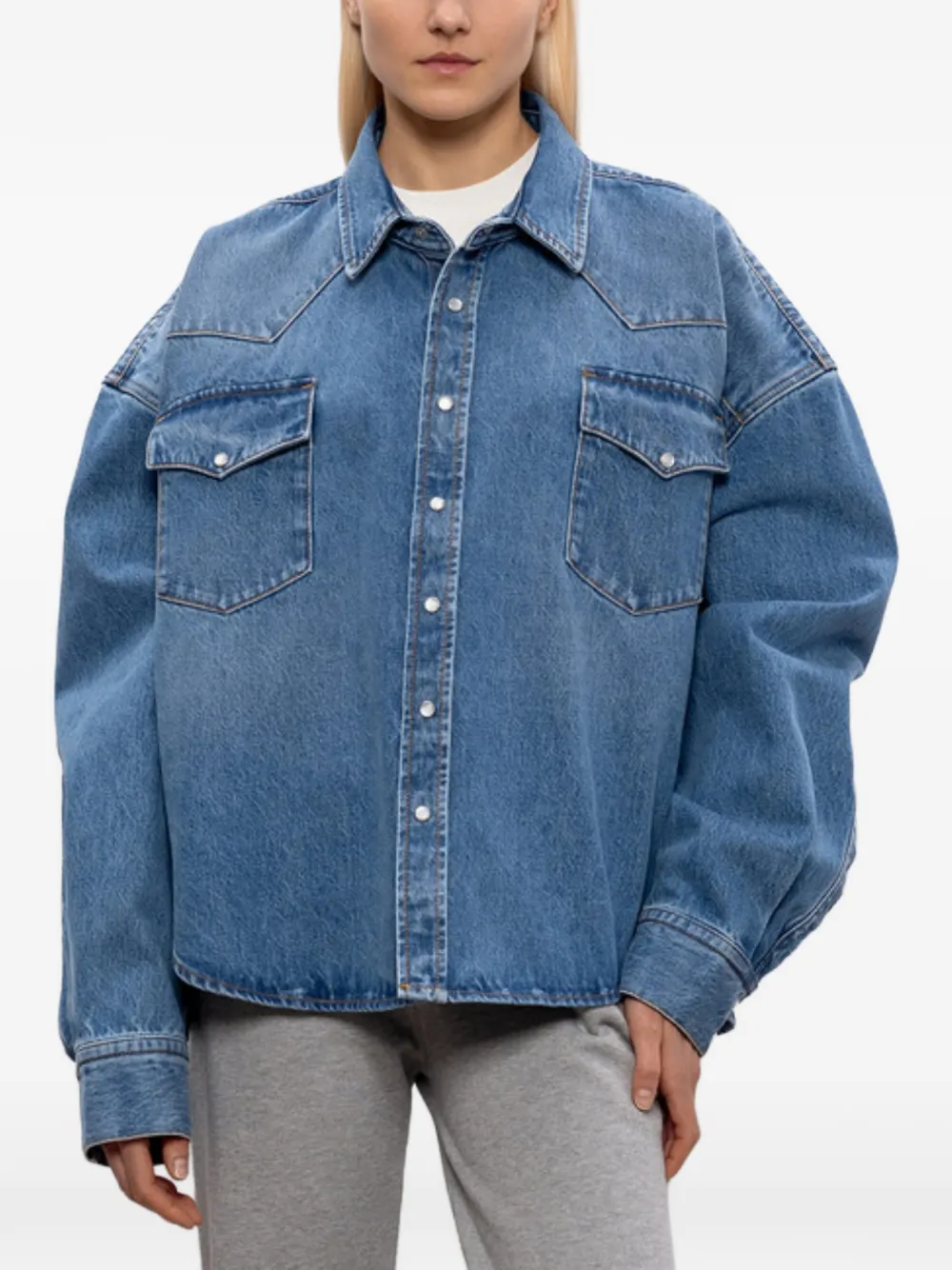 Cowboy pocket-detail button-up denim shirt