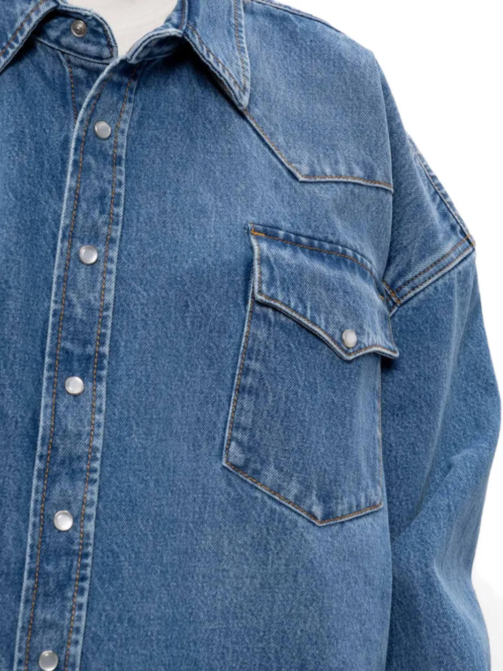 Cowboy pocket-detail button-up denim shirt