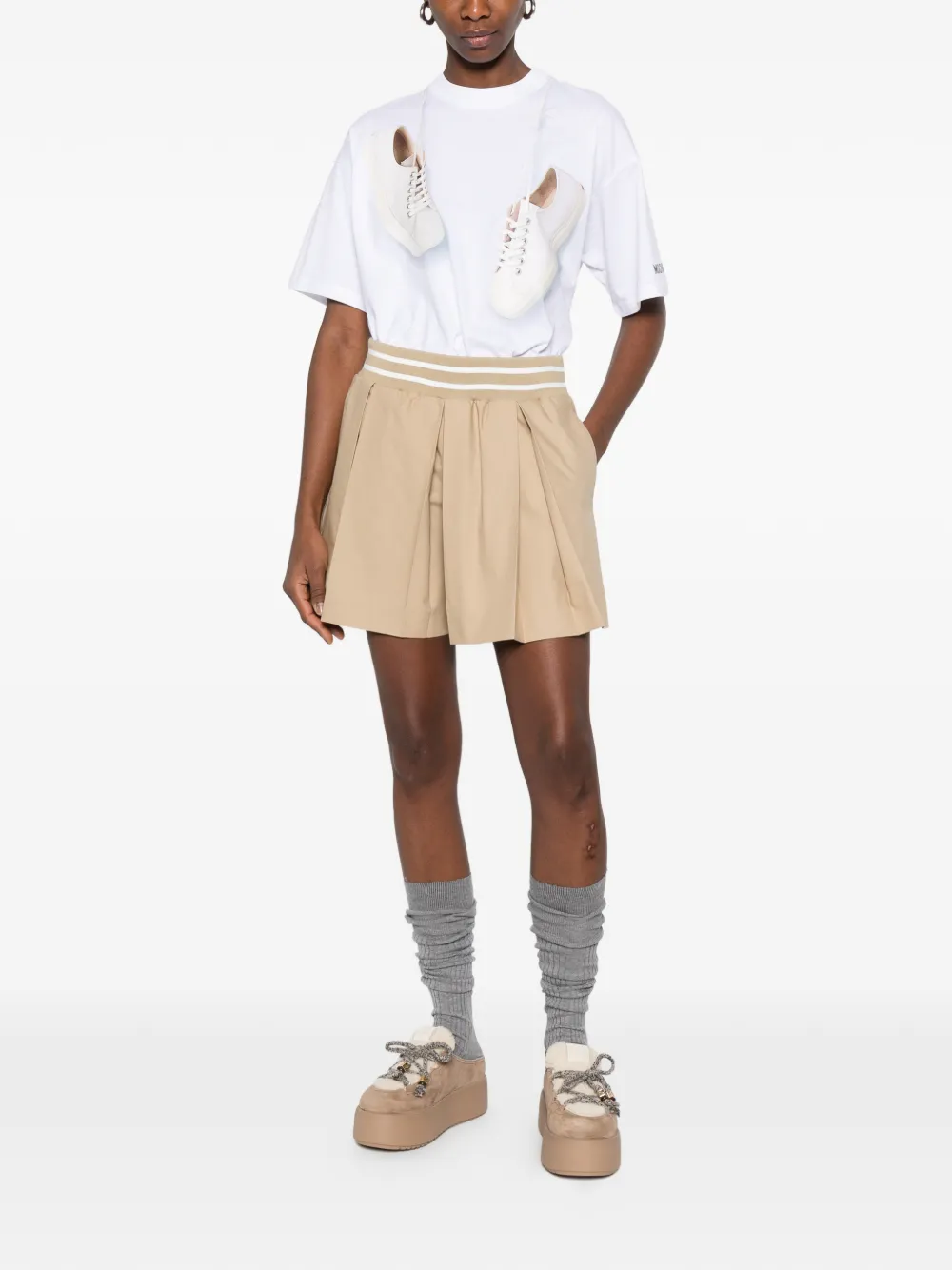Moschino Shorts met gestreepte tailleband Beige