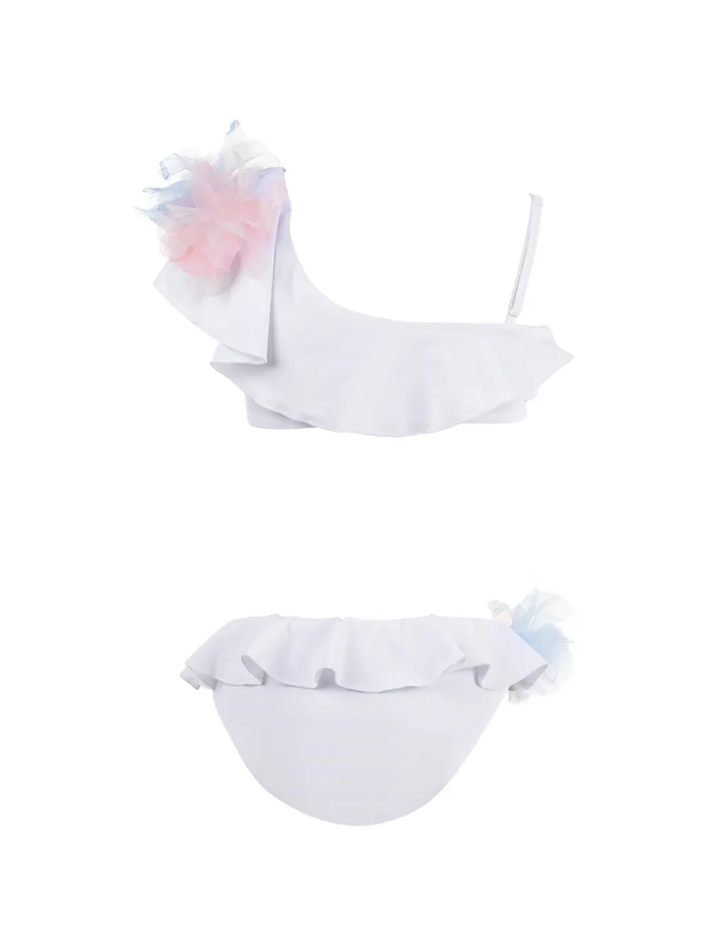 Nessi Byrd Kids Saphira bikini met bloemenpatch en ruches Wit