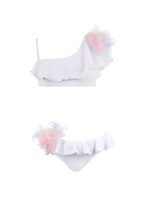 Nessi Byrd Kids Saphira ruffled floral-appliqué bikini