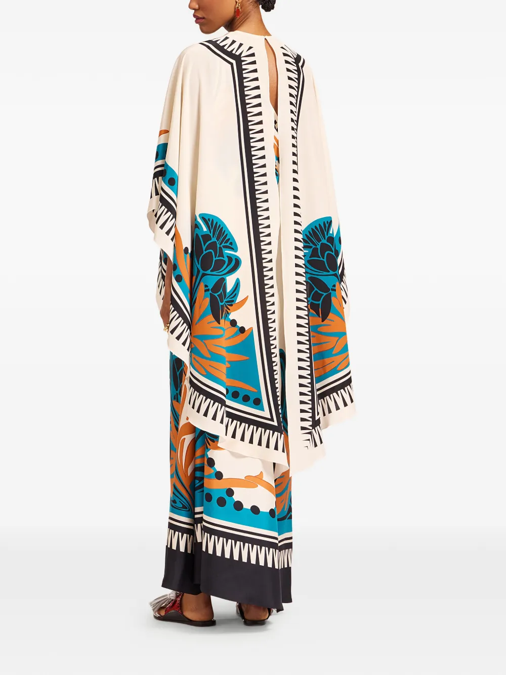  La Doublej Maria Floral Print Cape - Neutrals 