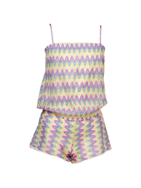 Nessi Byrd Kids zigzag-pattern playsuit