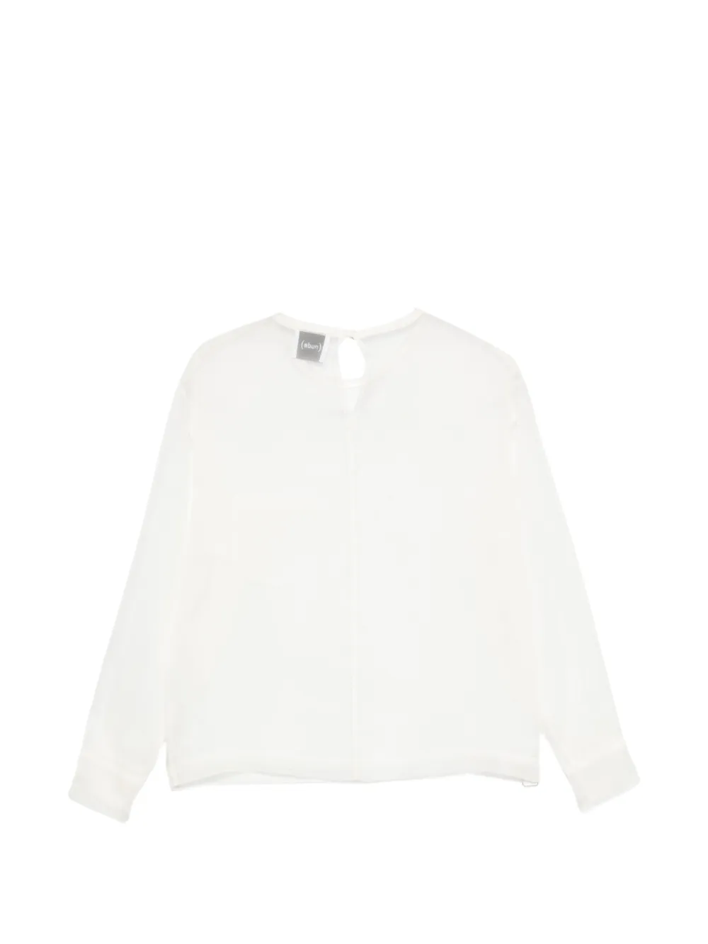  Nude Chest-pocket Sheer Blouse - White 