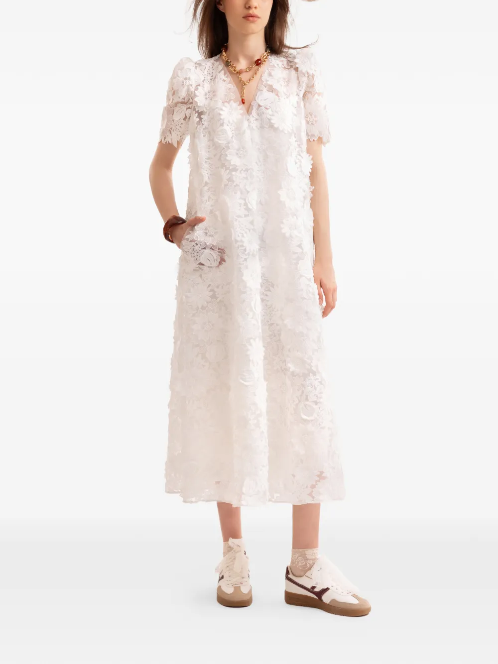 Gemy Maalouf floral midi dress - Bianco