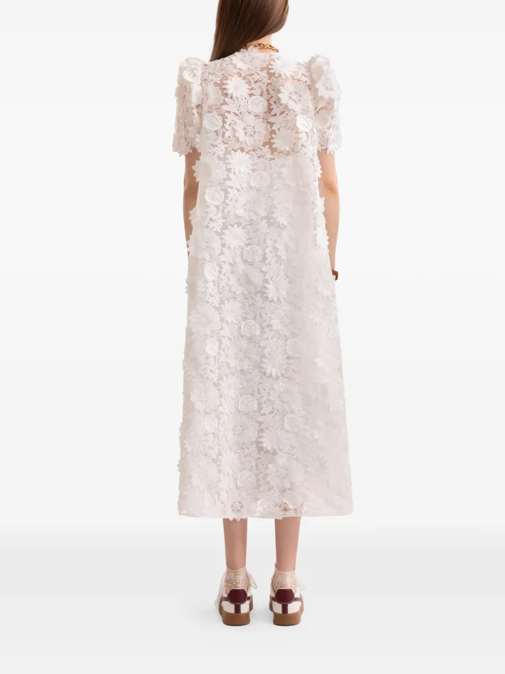 Gemy Maalouf Midi-jurk met bloemenprint Wit