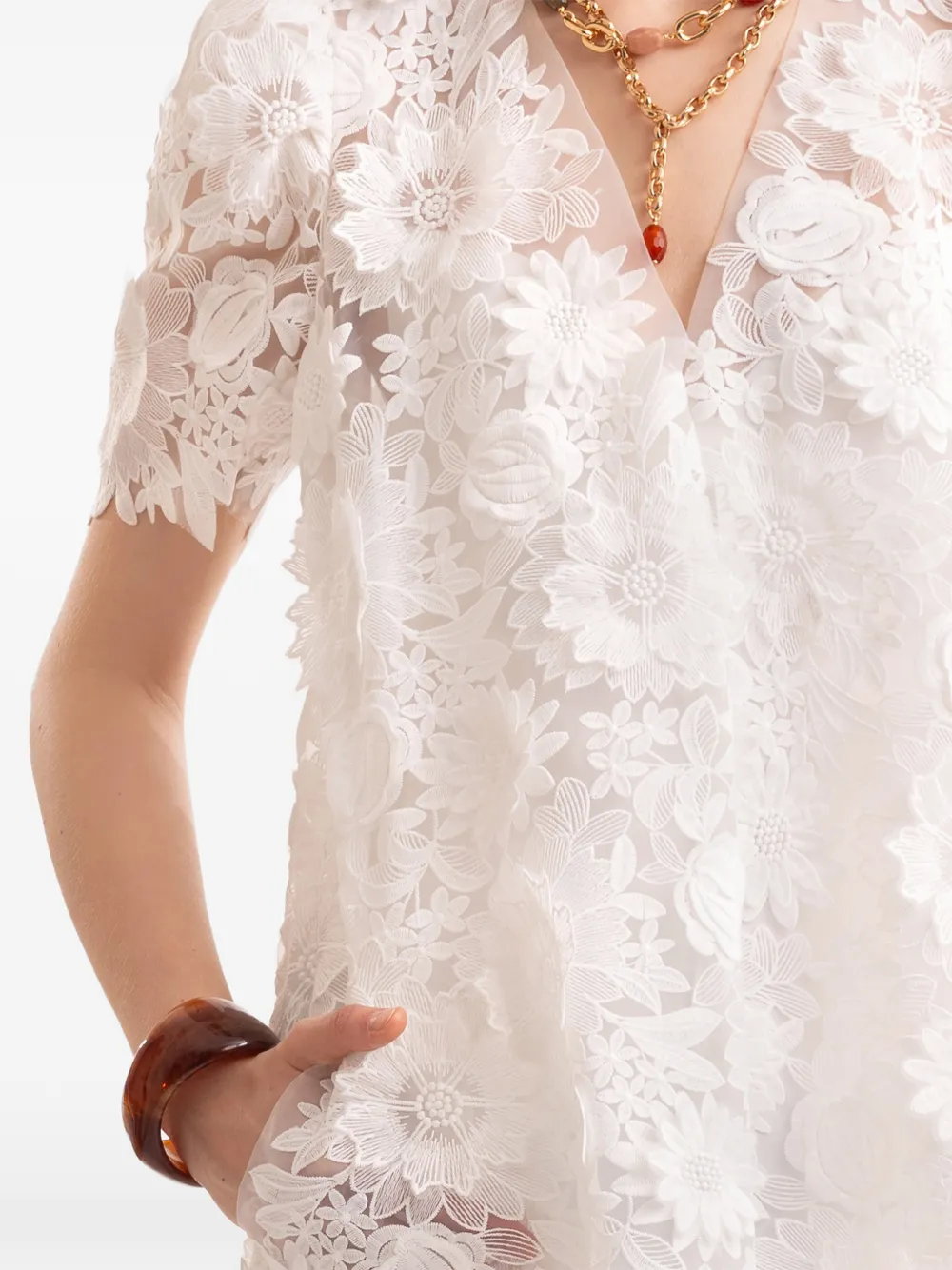 Gemy Maalouf Midi-jurk met bloemenprint Wit