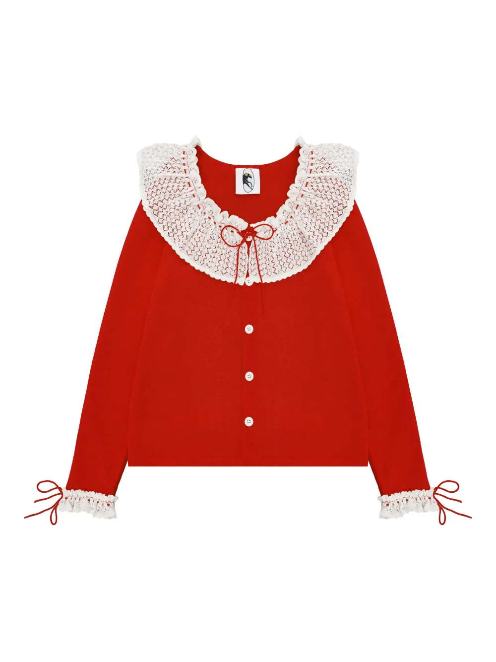 Sleeper Malena lace-collar cardigan - Rosso