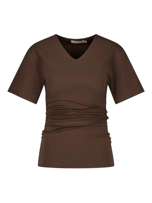 Paloma Wool V-neck Gathered T-shirt | Brown | FARFETCH PL