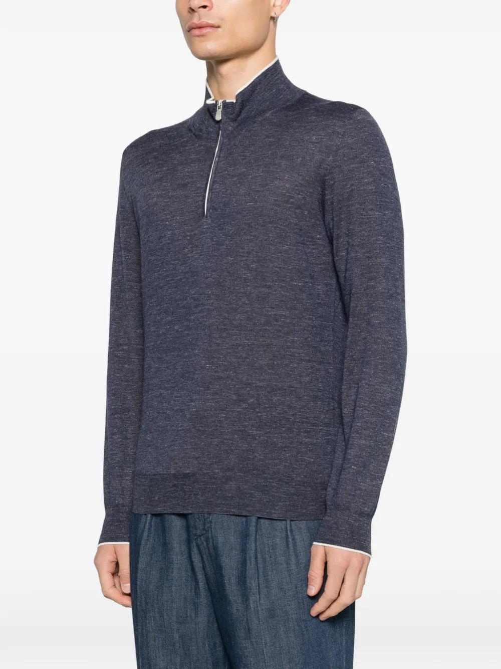 Brunello Cucinelli Half-zip Sweater - Blue 