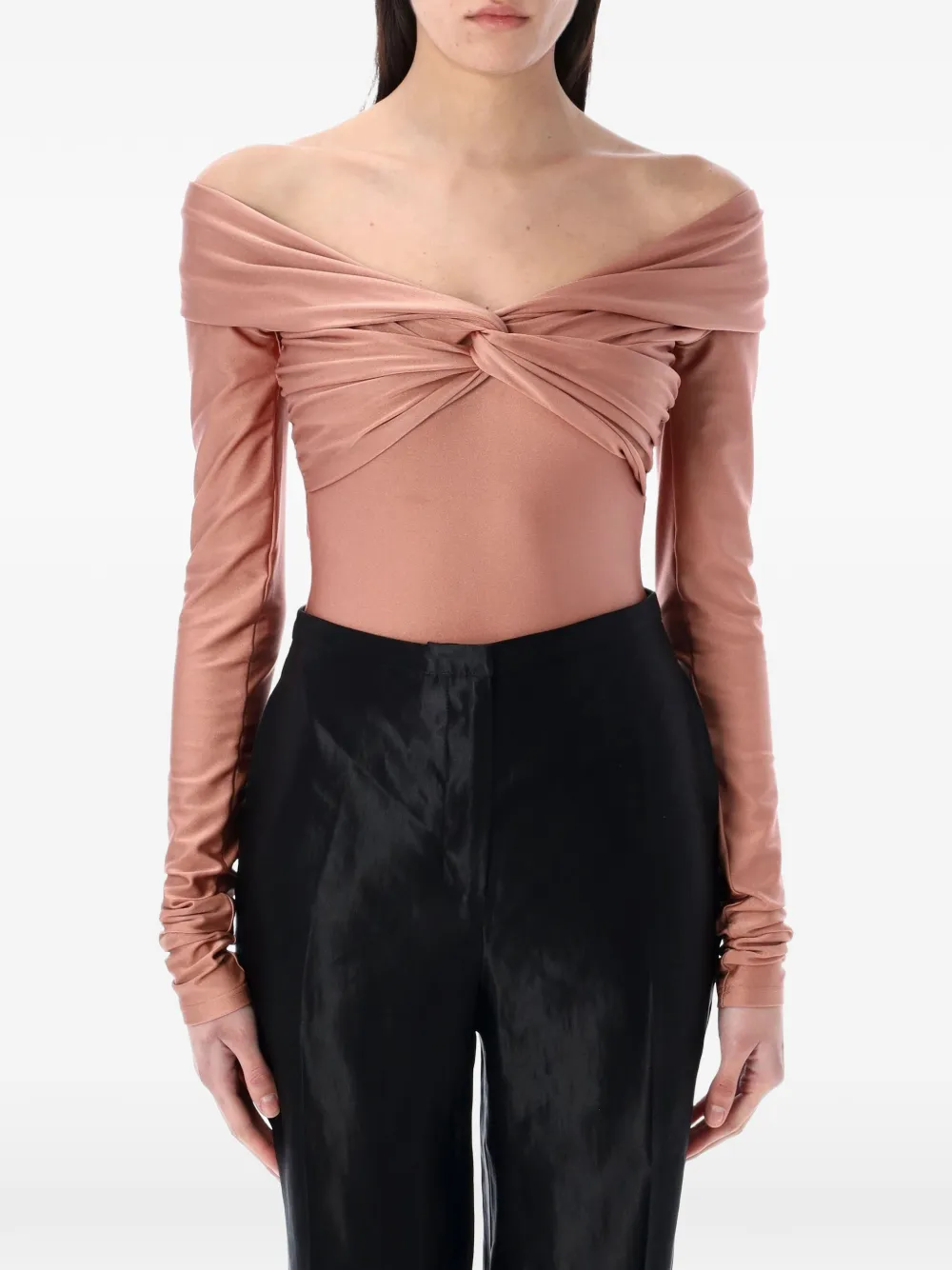 The Andamane Twisted Long-sleeve Bodysuit In Pink