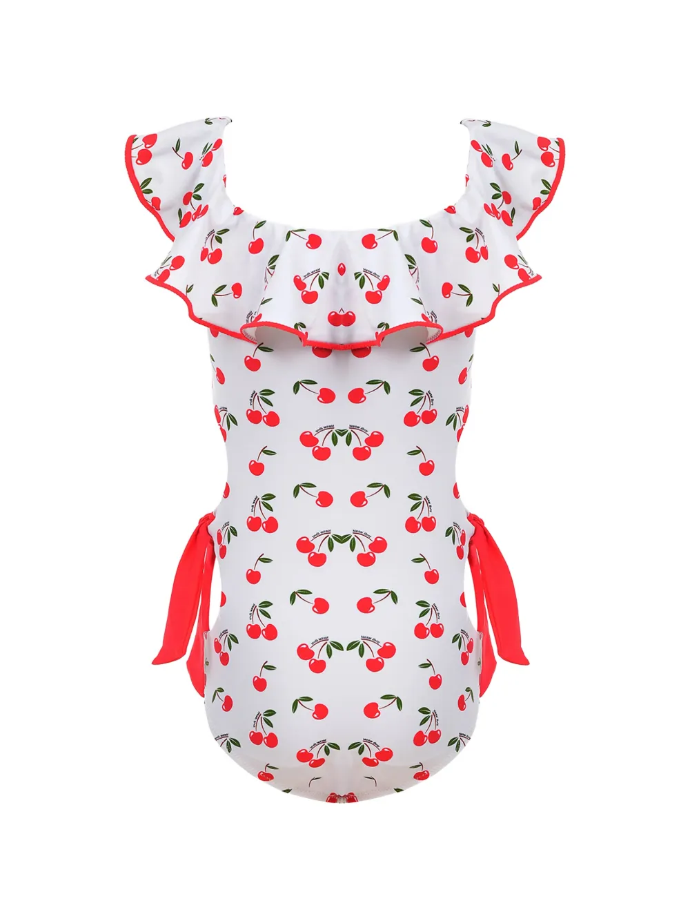 Nessi Byrd Kids Jenny badpak met kersenprint en ruches Wit