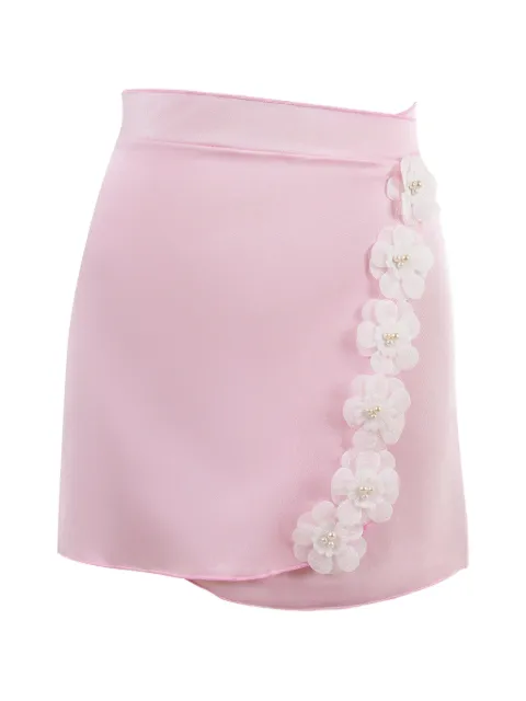 Nessi Byrd Kids flower-embellished wrap skirt