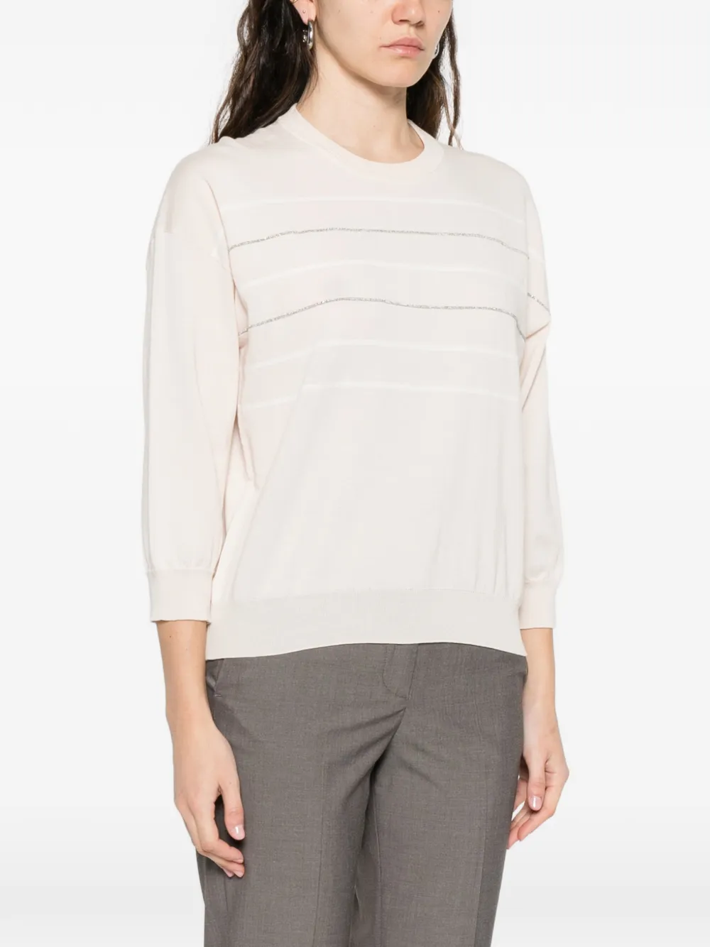 Peserico Gestreept T-shirt Beige