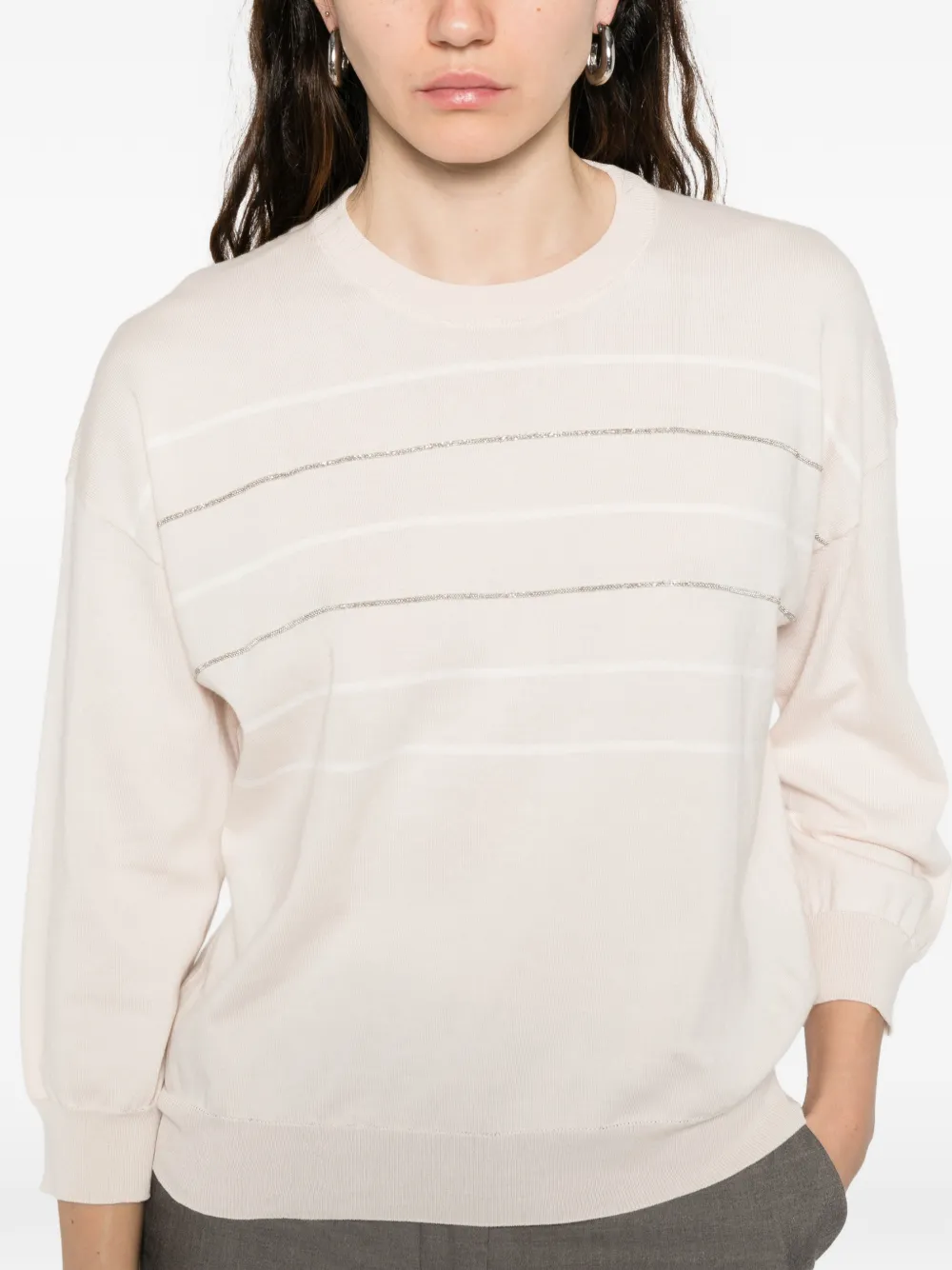 Peserico Gestreept T-shirt Beige