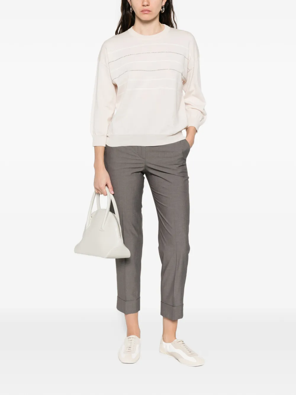 Peserico Gestreept T-shirt Beige