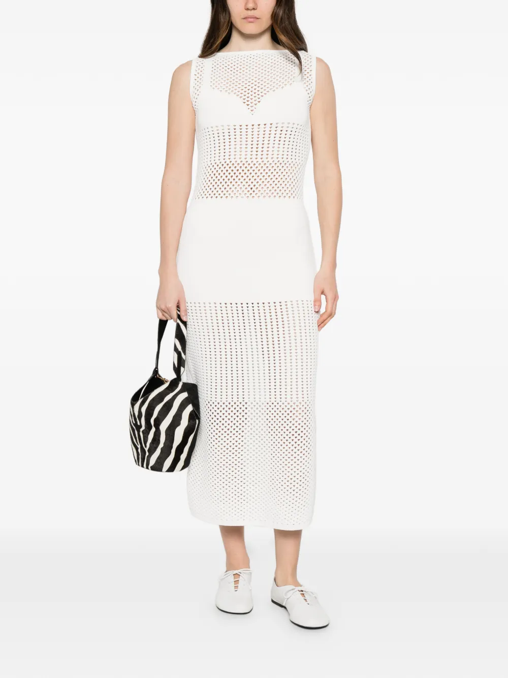 Sportmax Lange stretch viscose jurk Wit