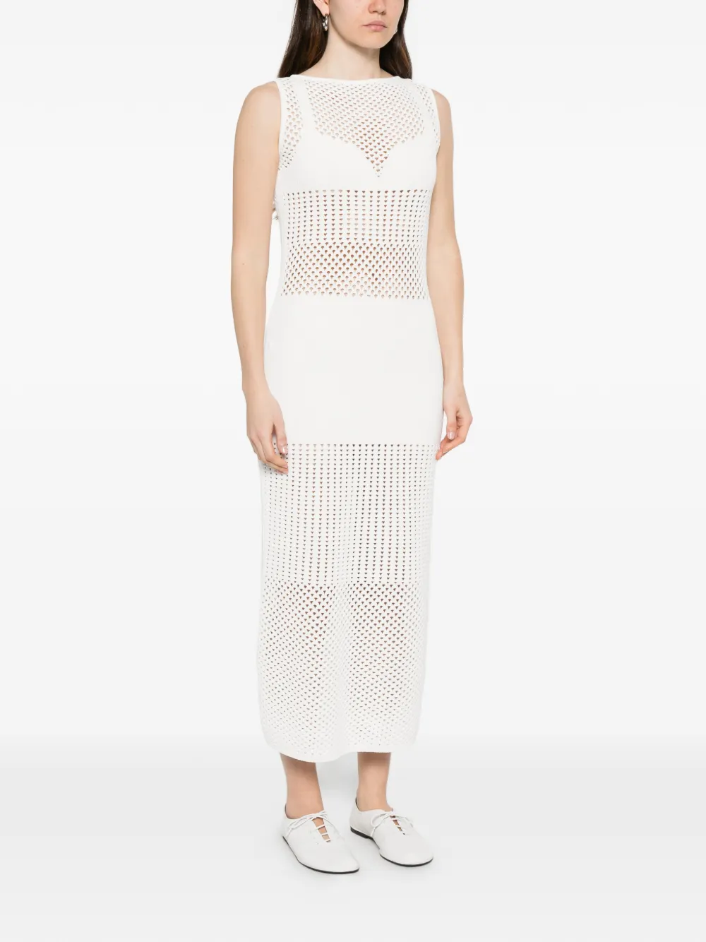 Sportmax Lange stretch viscose jurk Wit