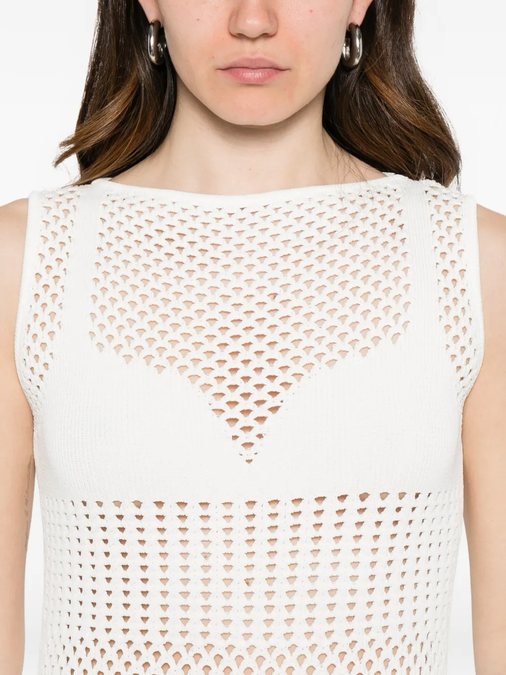 Sportmax Lange stretch viscose jurk Wit
