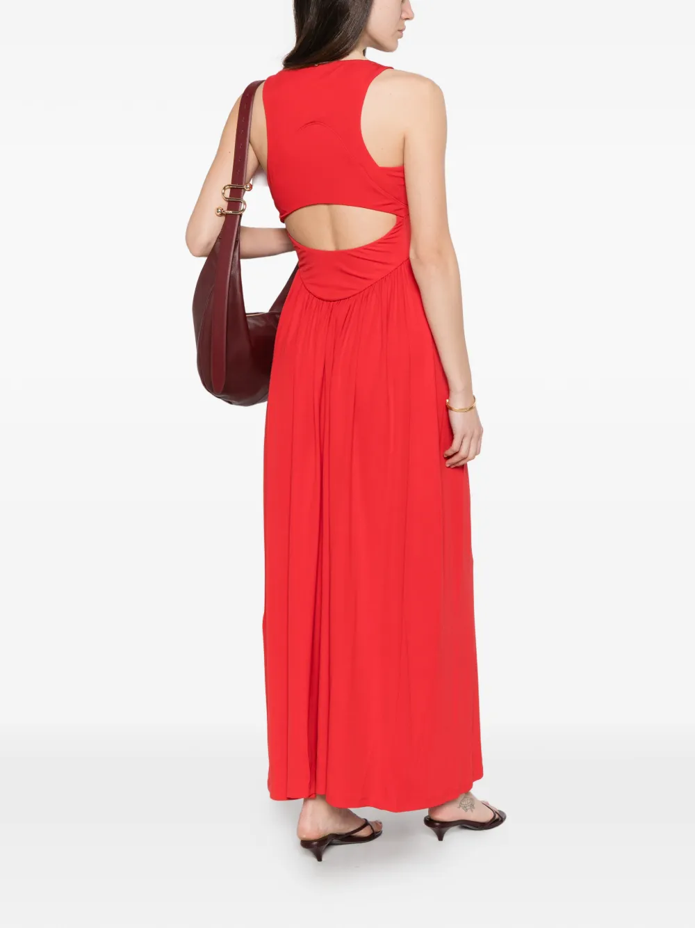 Sportmax Panino maxi-jurk met diepe ronde hals Rood