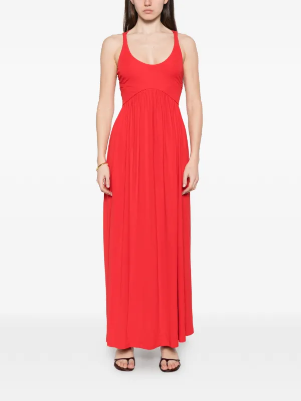maxi jersey dresses for women Sportmax | Woman - Long crepe dress - Coral Swim: Crochet Cover-Ups