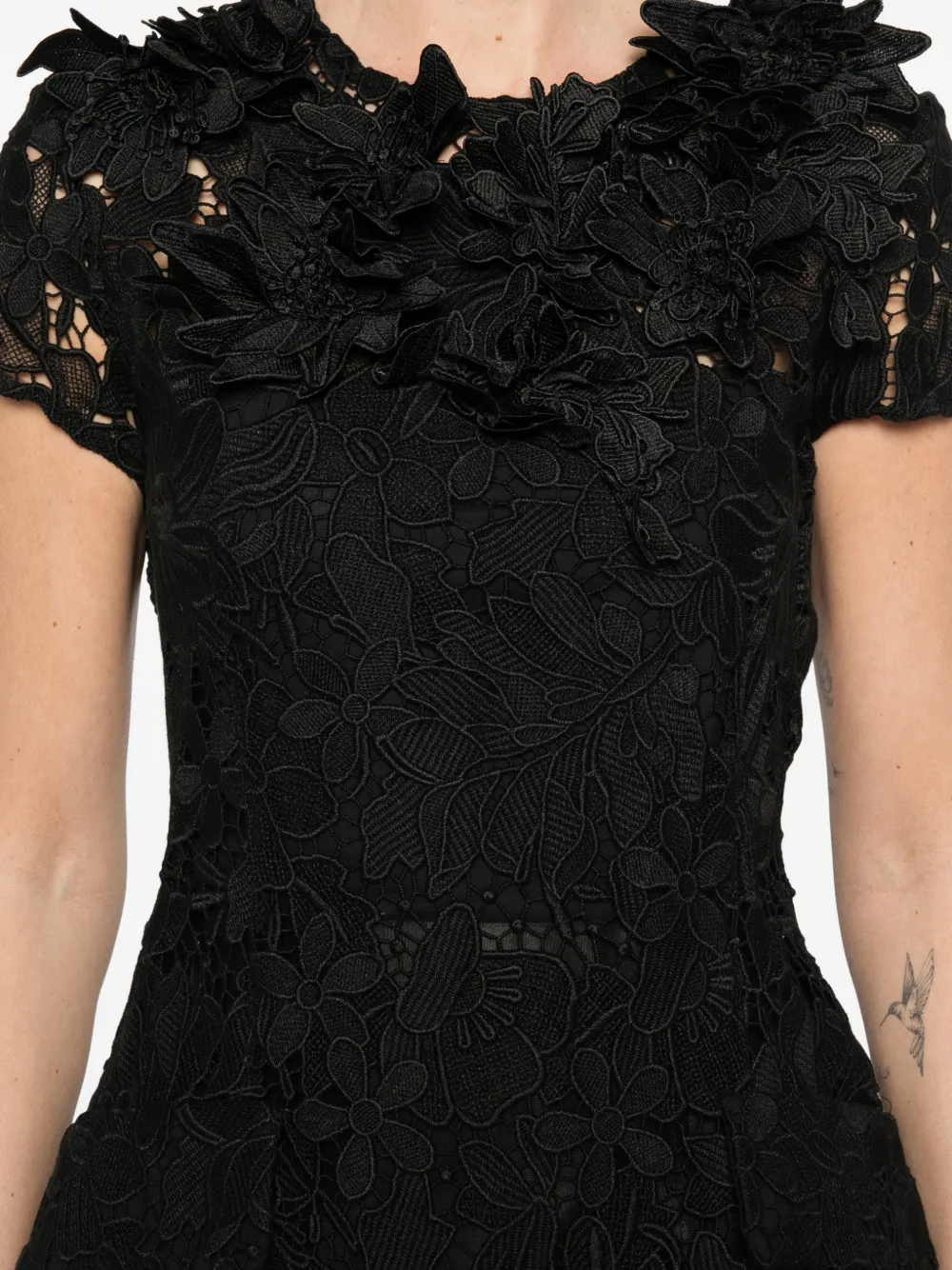 Sportmax Macramé jurk met zandloper silhouet Zwart