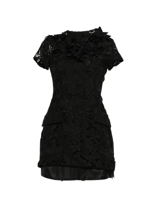 sportmax mini black dress Fringed twill mini dress, black