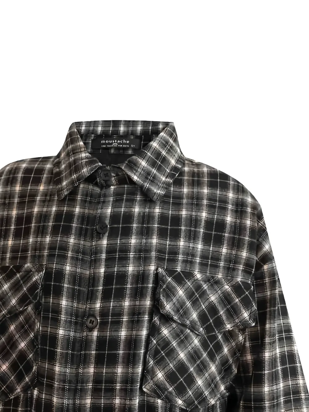  Moustache Plaid-pattern Shirt - Grey 