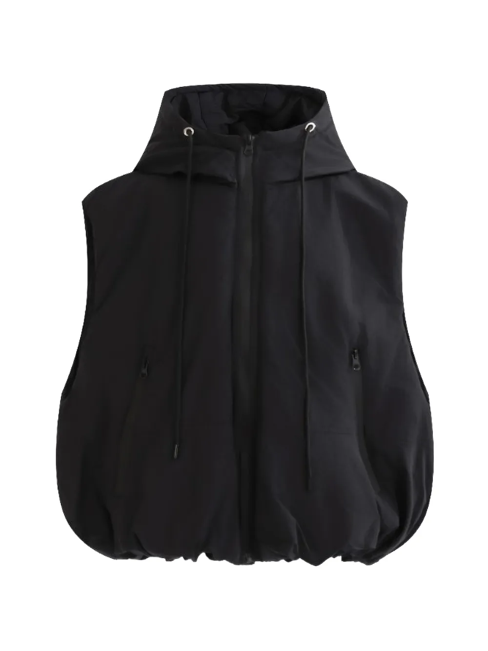 Moustache zip-up puffer gilet - Black